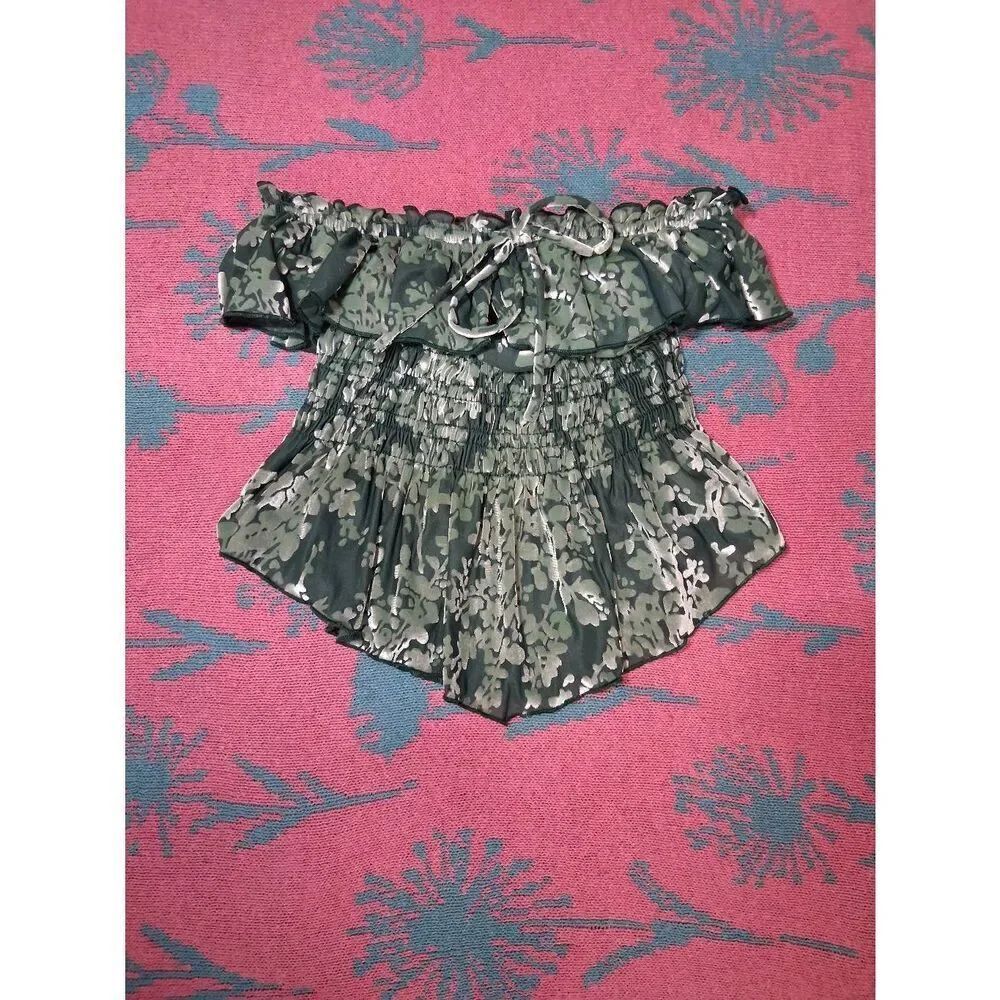 Kimchi blue womens small cropped top green dainty romantic coquette